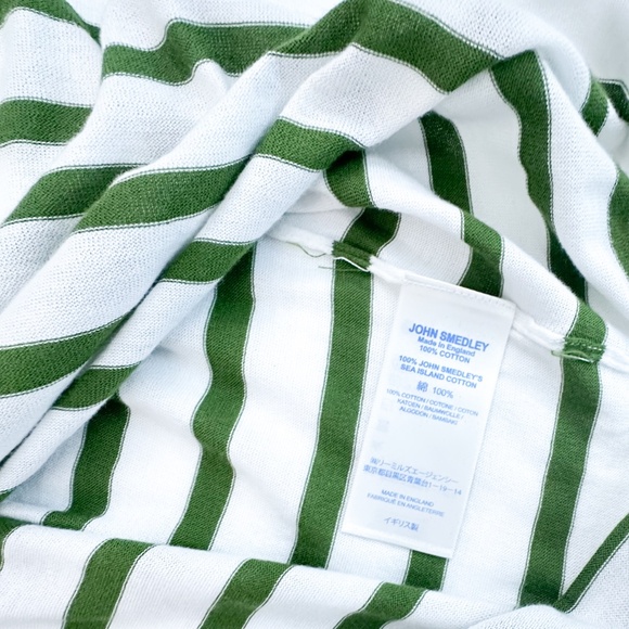 John‎ Smedley Darcy Top Green/White Stripe Lightweight Top - Size large - Picture 5 of 6